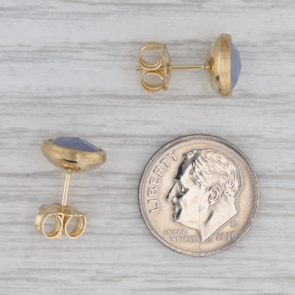 Gray Marco Bicego Jaipur Collection Chalcedony Stud Earrings 18k Yellow Gold