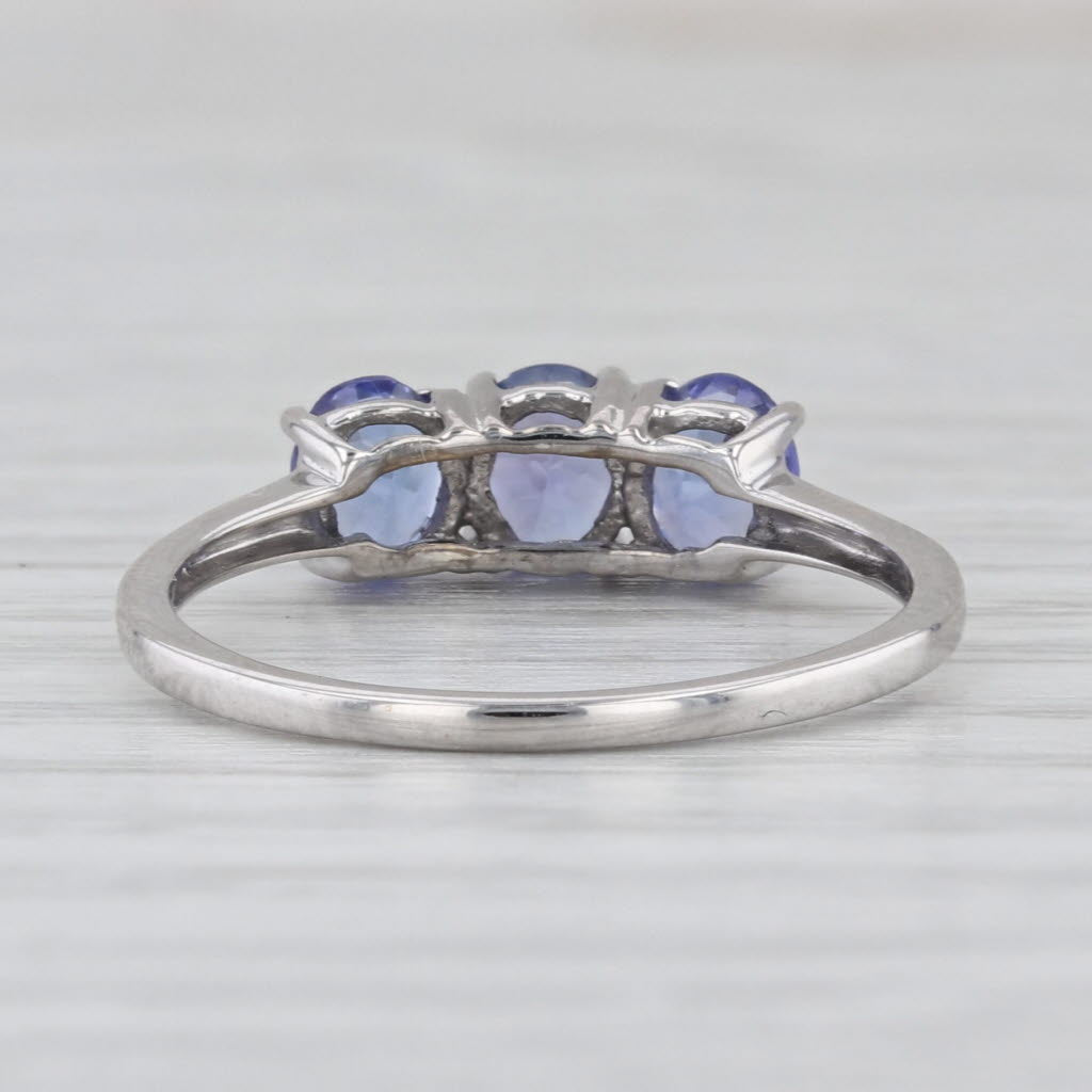 1.05ctw Tanzanite 3-Stone Ring 10k White Gold Size 7.25 Stackable