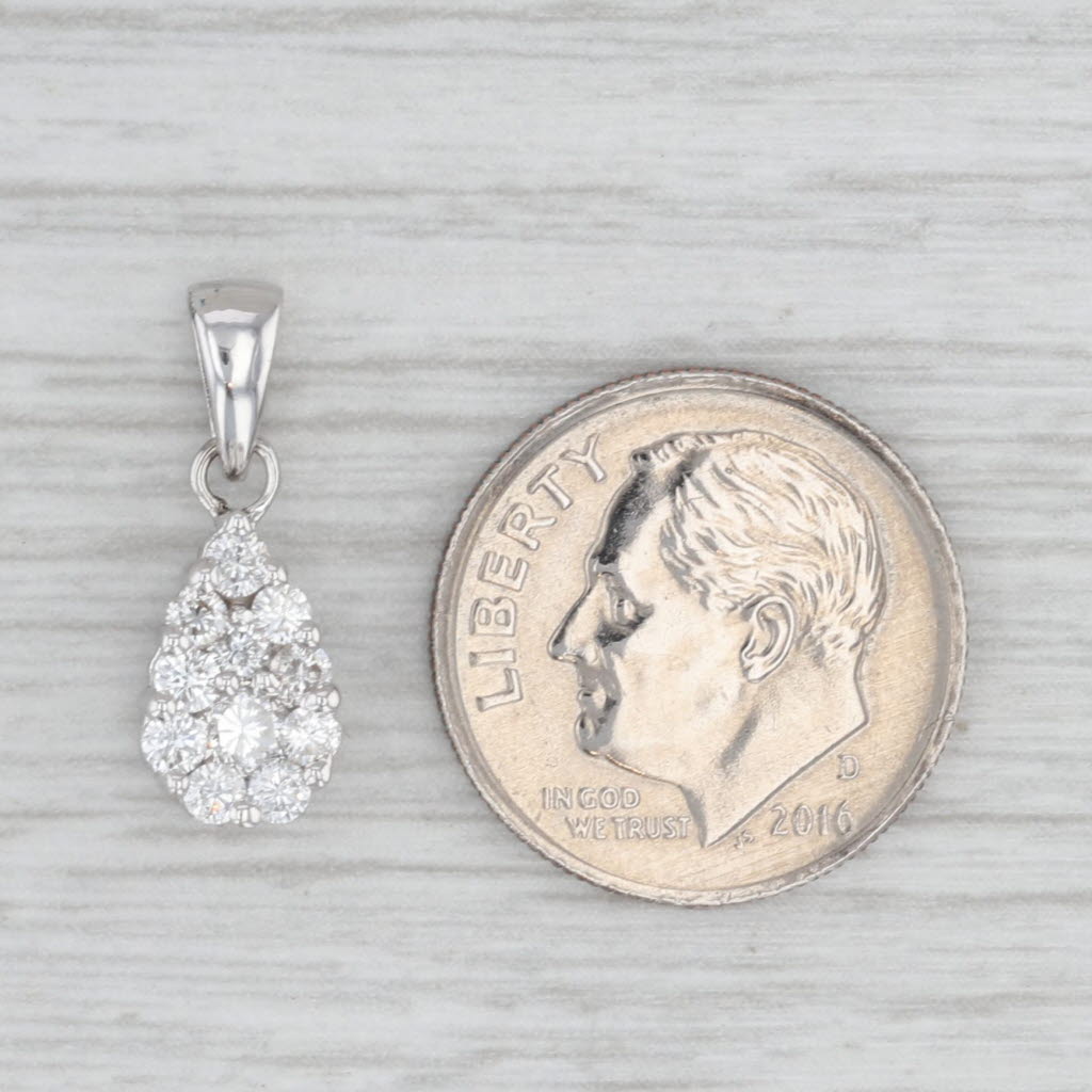 0.40ctw Diamond Cluster Teardrop Pendant 18k White Gold Small Drop
