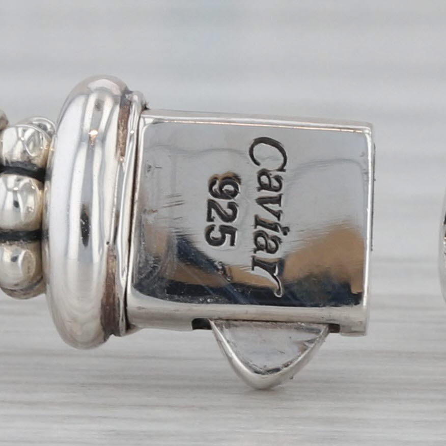 Gray New Lagos Blue Ceramic Station Caviar Bracelet Sterling Silver 6mm Medium Pouch