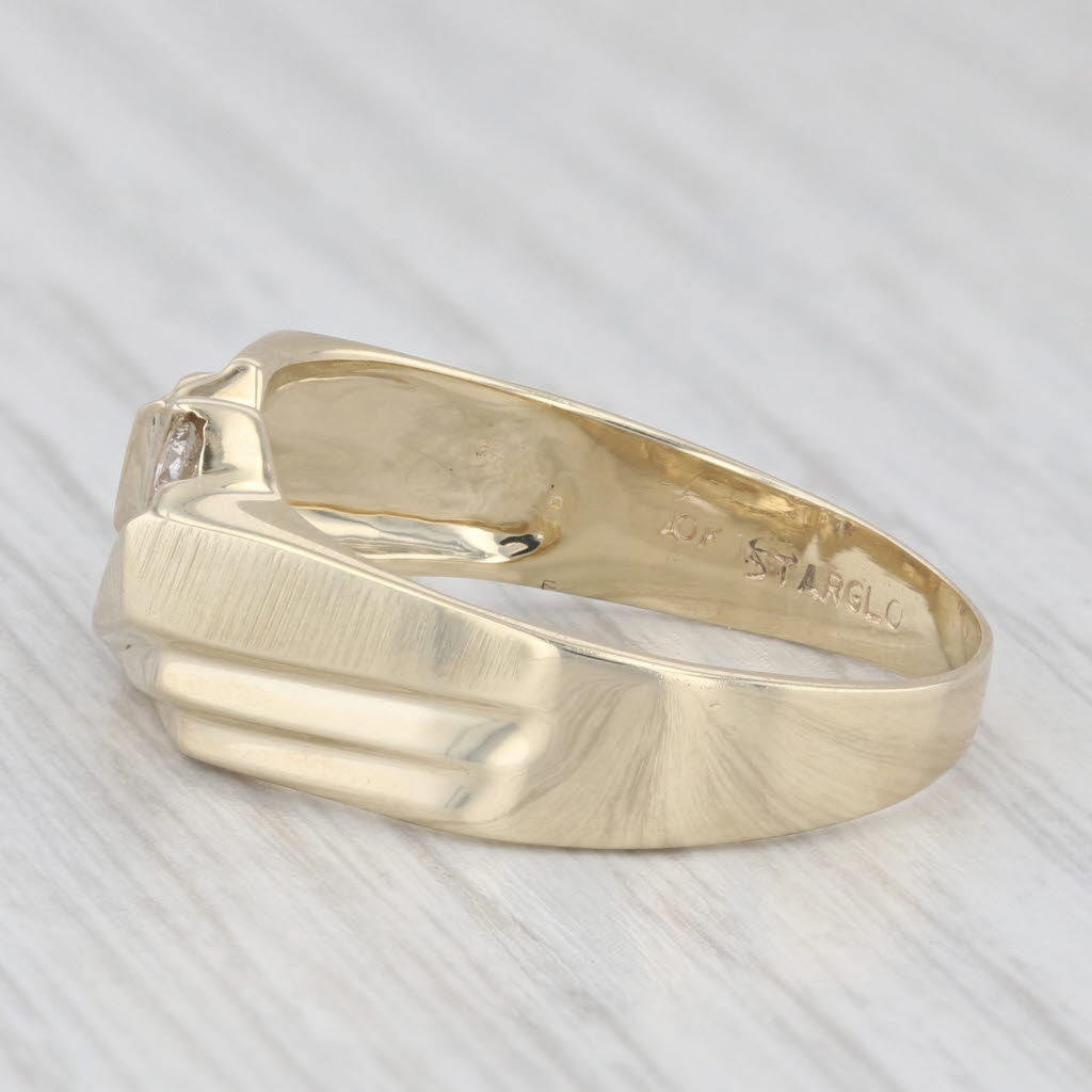 Light Gray 0.20ctw Diamond Men's Ring 10k Yellow Gold Size 10.5 Men's Wedding Band