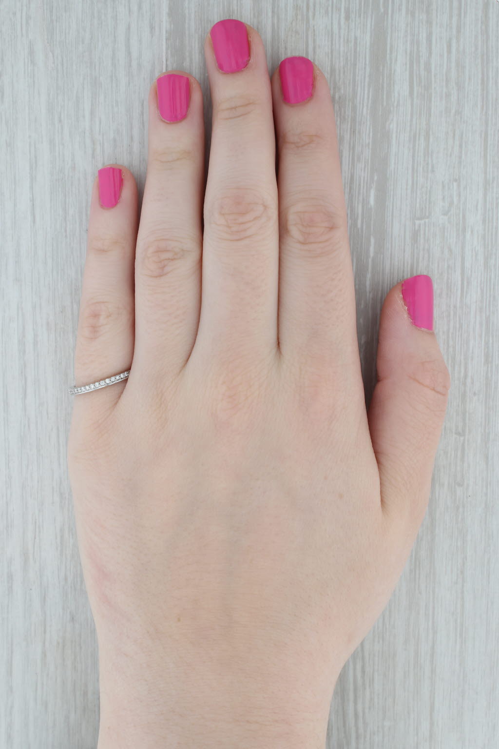 Gray 0.14ctw Diamond Wedding Band 10k White Gold Stackable Anniversary Ring