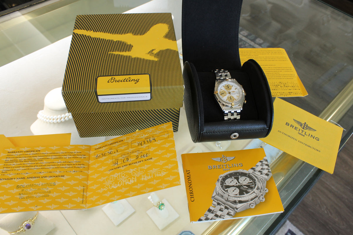 Breitling Chronomat 40mm Steel Automatic Chronograph Watch B13050.1 Box Papers