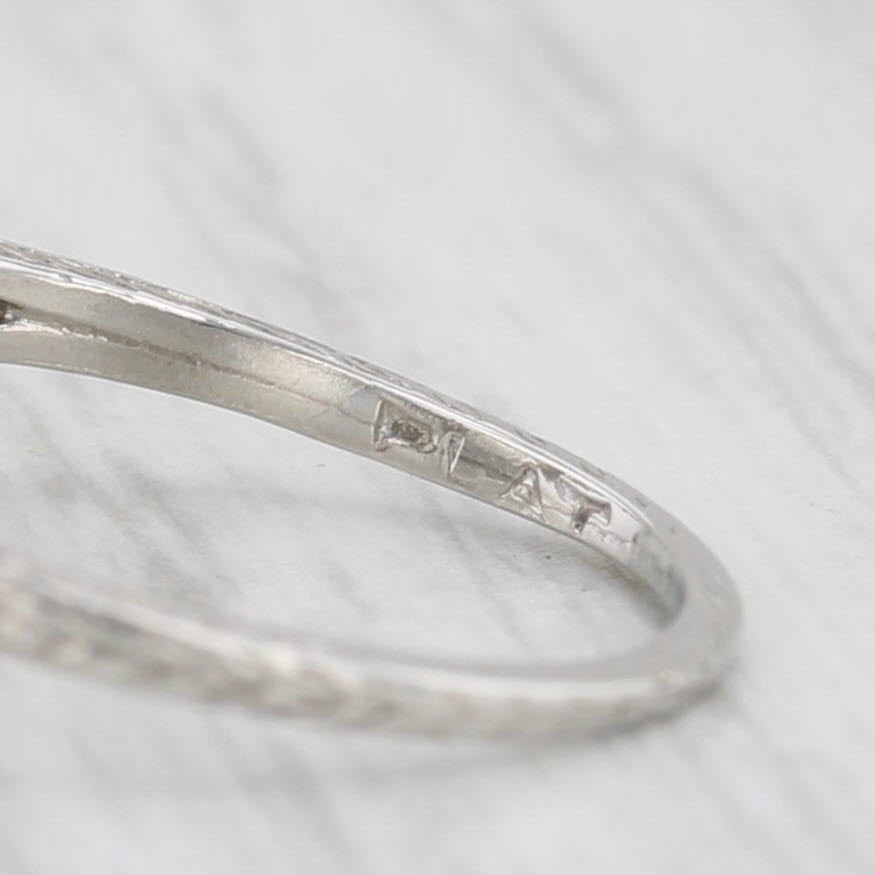 Light Gray Art Deco 1.31ct Diamond Solitaire Engagement Ring Platinum Size 4