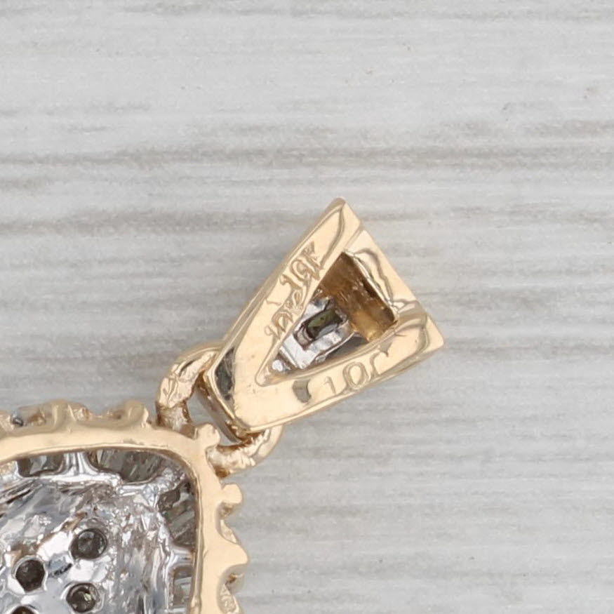 Gray 0.85ctw Diamond Teardrop Cluster Pendant 10k Yellow Gold