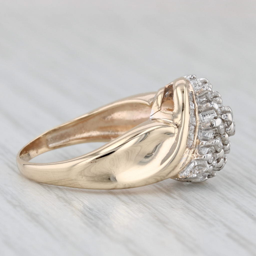 Gray 0.70ctw Diamond Cluster Bypass Ring 10k Yellow Gold Size 5