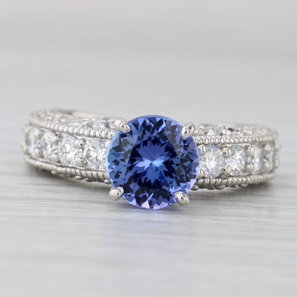 Light Gray 3cw Tanzanite Diamond Ring 14k White Gold Size 6.5 Engagement