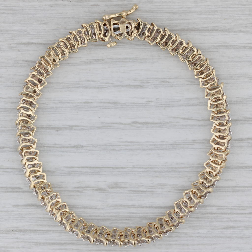 Gray 1.75ctw Diamond Tennis Bracelet 10k Yellow Gold 7.25" 6mm