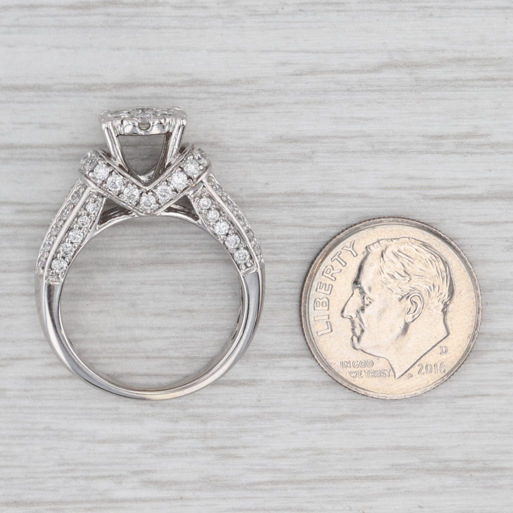 Light Gray 1.14ctw Diamond Cluster Engagement Ring 14k White Gold Size 7 Cathedral