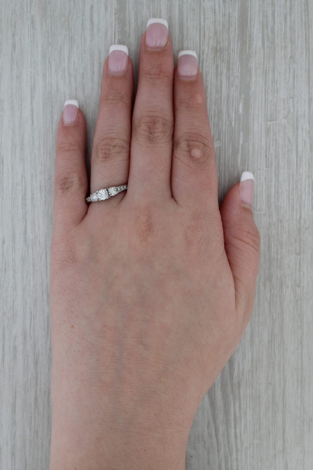 0.81ctw Diamond 3-Stone Engagement Ring 14k White Gold Size 9.25 Ring