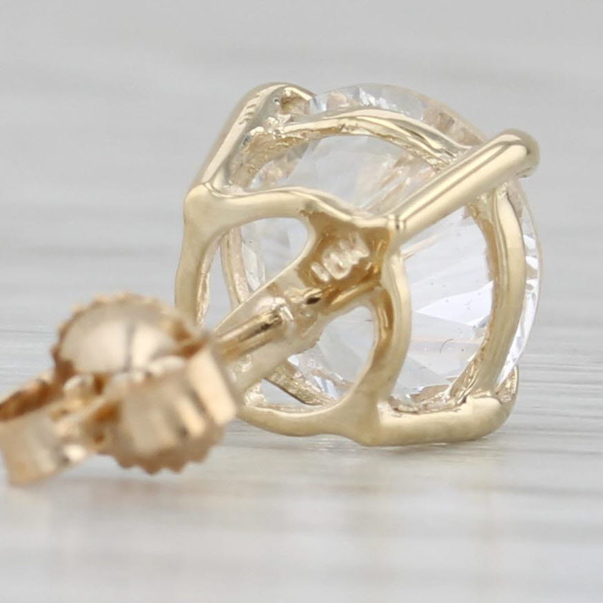 Light Gray 4.60ctw White Colorless Round Topaz Stud Earrings 10k Yellow Gold