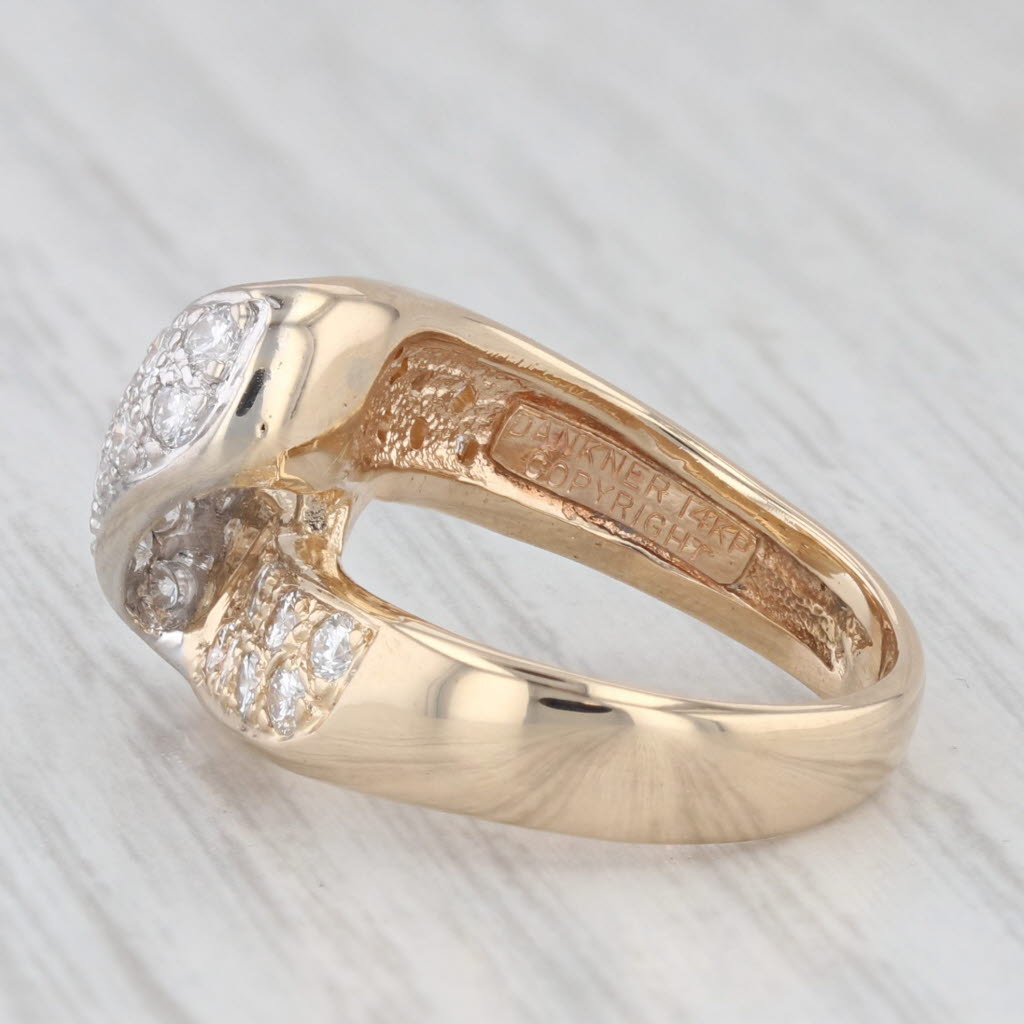 Light Gray 0.78ctw Pave Diamond Bypass Ring 14k White Yellow Gold Size 4 Dankner