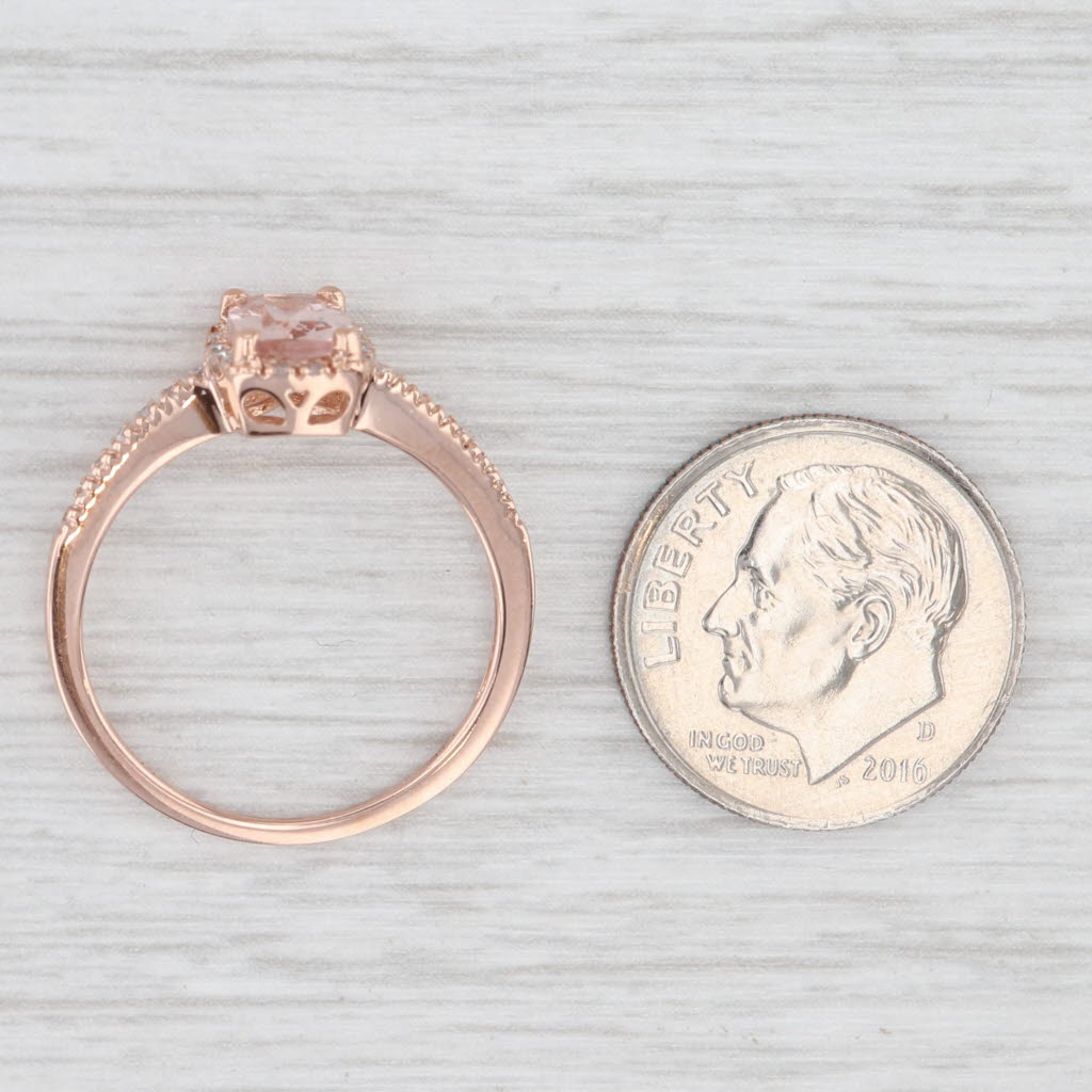 Light Gray 0.91ctw Morganite Diamond Halo Ring 14k Rose Gold Size 7.25 Engagement