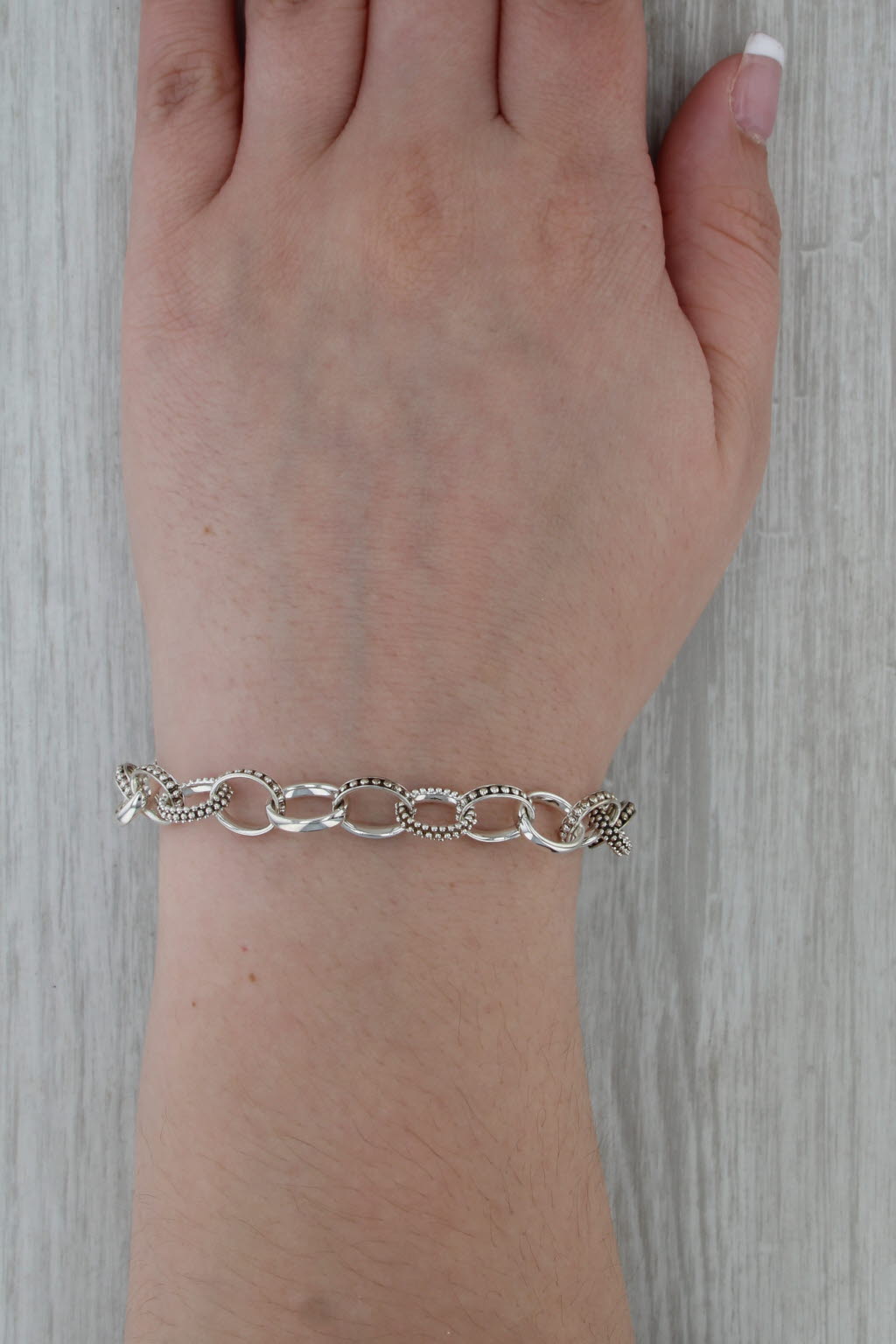 New Lagos Caviar Cable Chain Bracelet Sterling Silver w/ Pouch Card 7.75" 8.3mm
