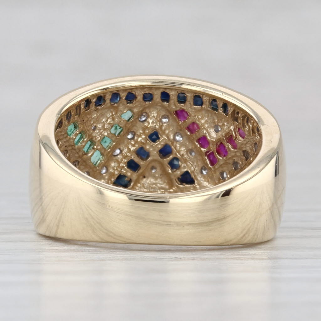 1.77ctw Gemstone Mosaic Ring 10k Yellow Gold Sz 7 Sapphire Ruby Emerald Diamond
