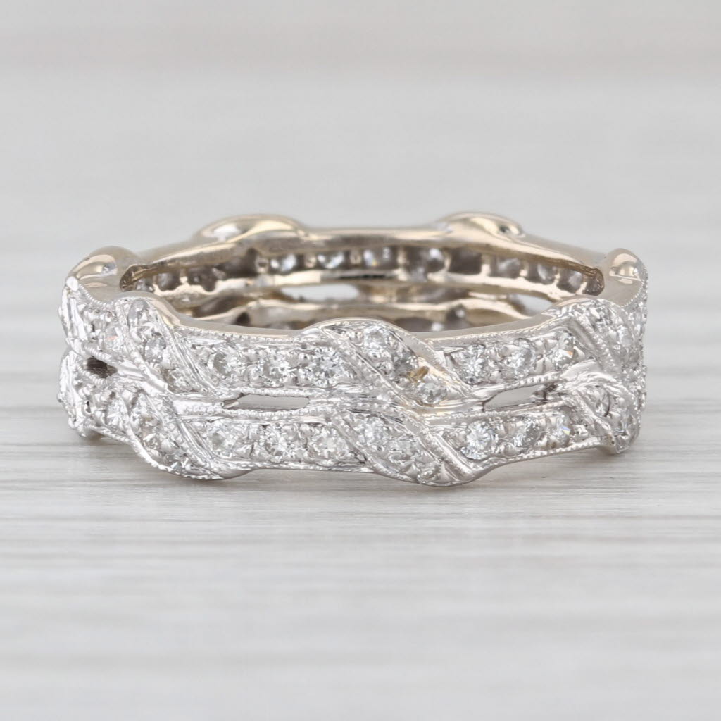Vintage 0.48ctw Double Band Diamond Eternity Ring 18k Gold Wedding Anniversary