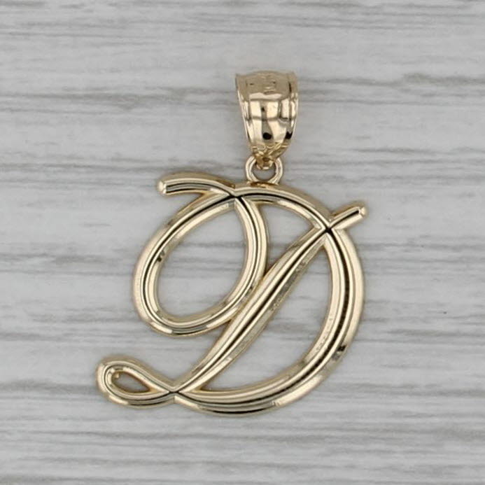Scripted Letter Initial "D" Pendant 10k Yellow Gold