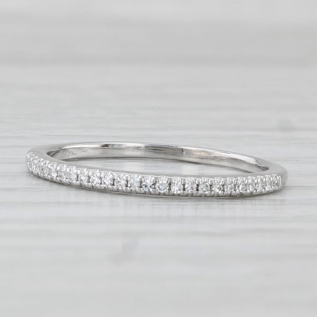 Light Gray 0.10ctw Diamond Wedding Ring 14k White Gold Size 5.75 Stackable Anniversary Band