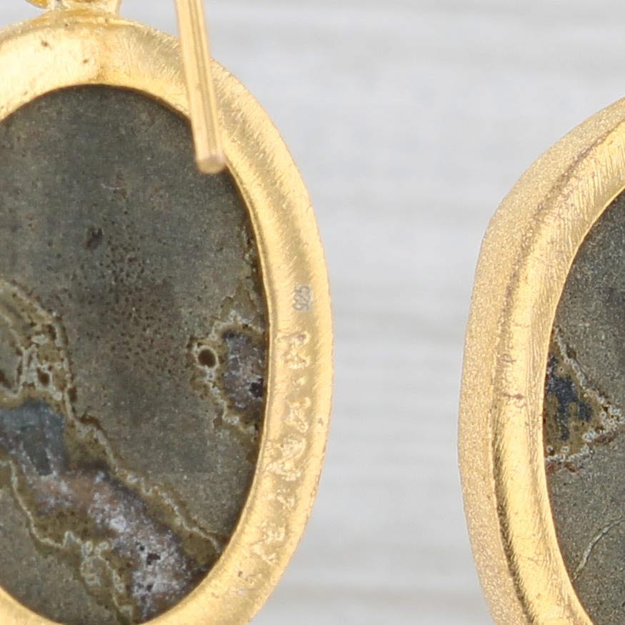 New Nina Wynn Black Druzy Quartz Dangle Earrings Sterling Silver Gold Plated