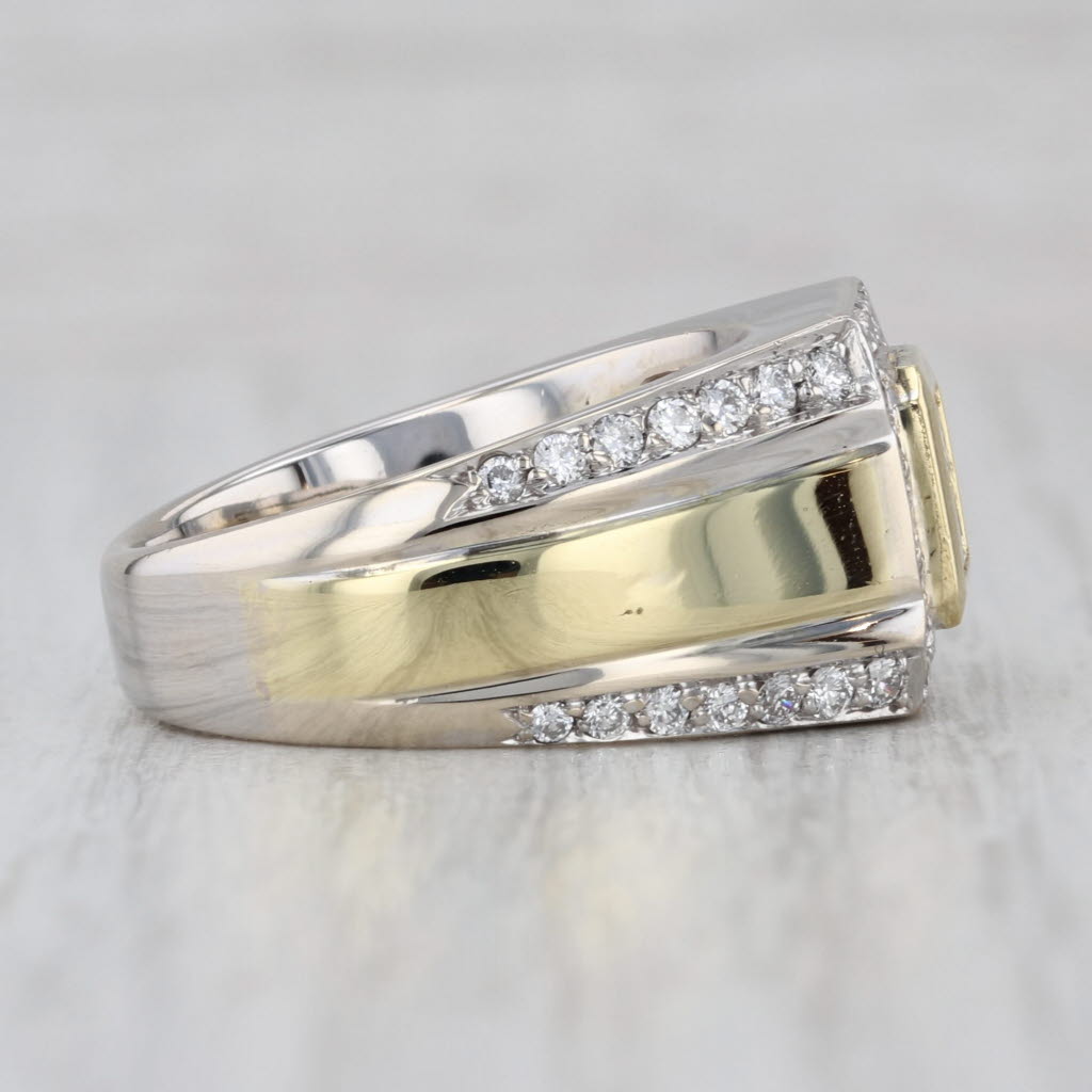 1.24ctw Yellow White Diamond Halo Ring 18k Yellow White Gold Size 8.5