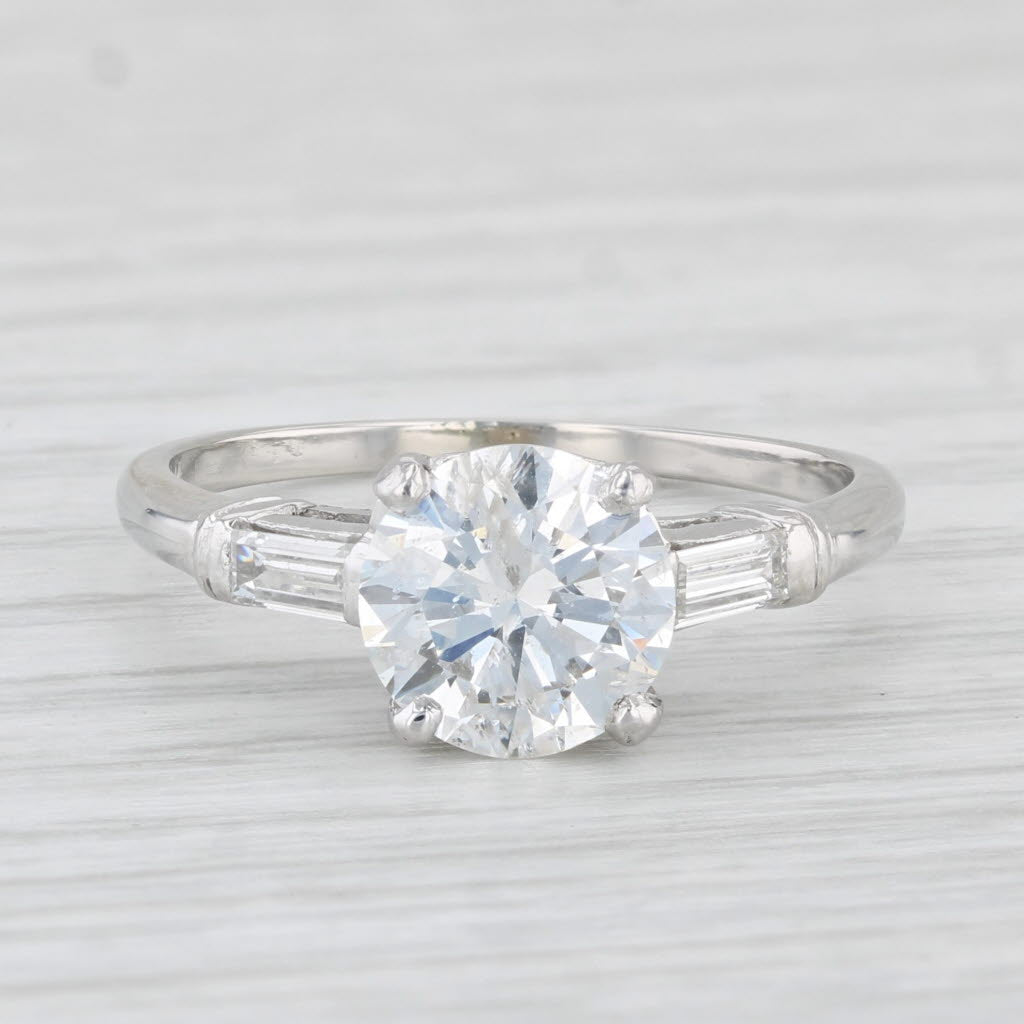 Light Gray Vintage 2.20ctw Round Diamond Engagement Ring Platinum Size 7.75