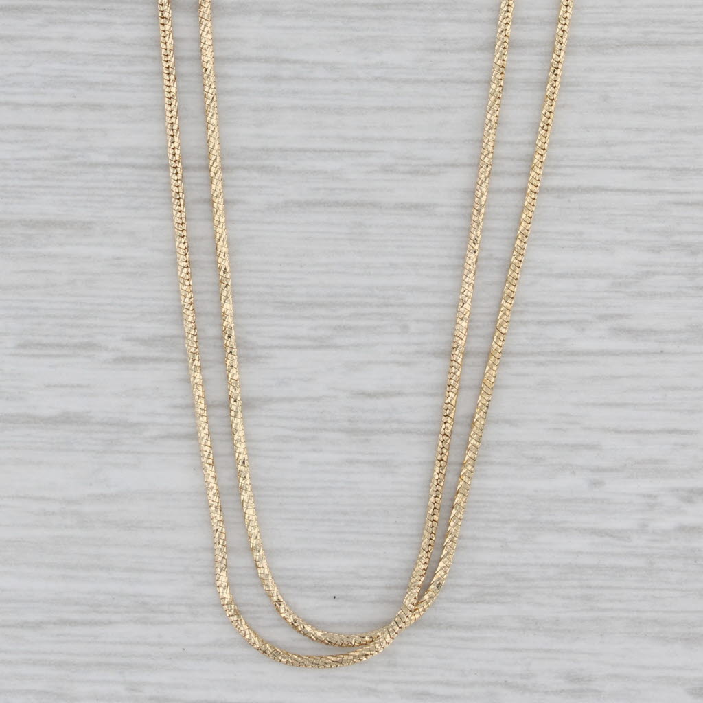 Gray Snake Chain Lariat Back Necklace 14k Yellow Gold Adjustable Length