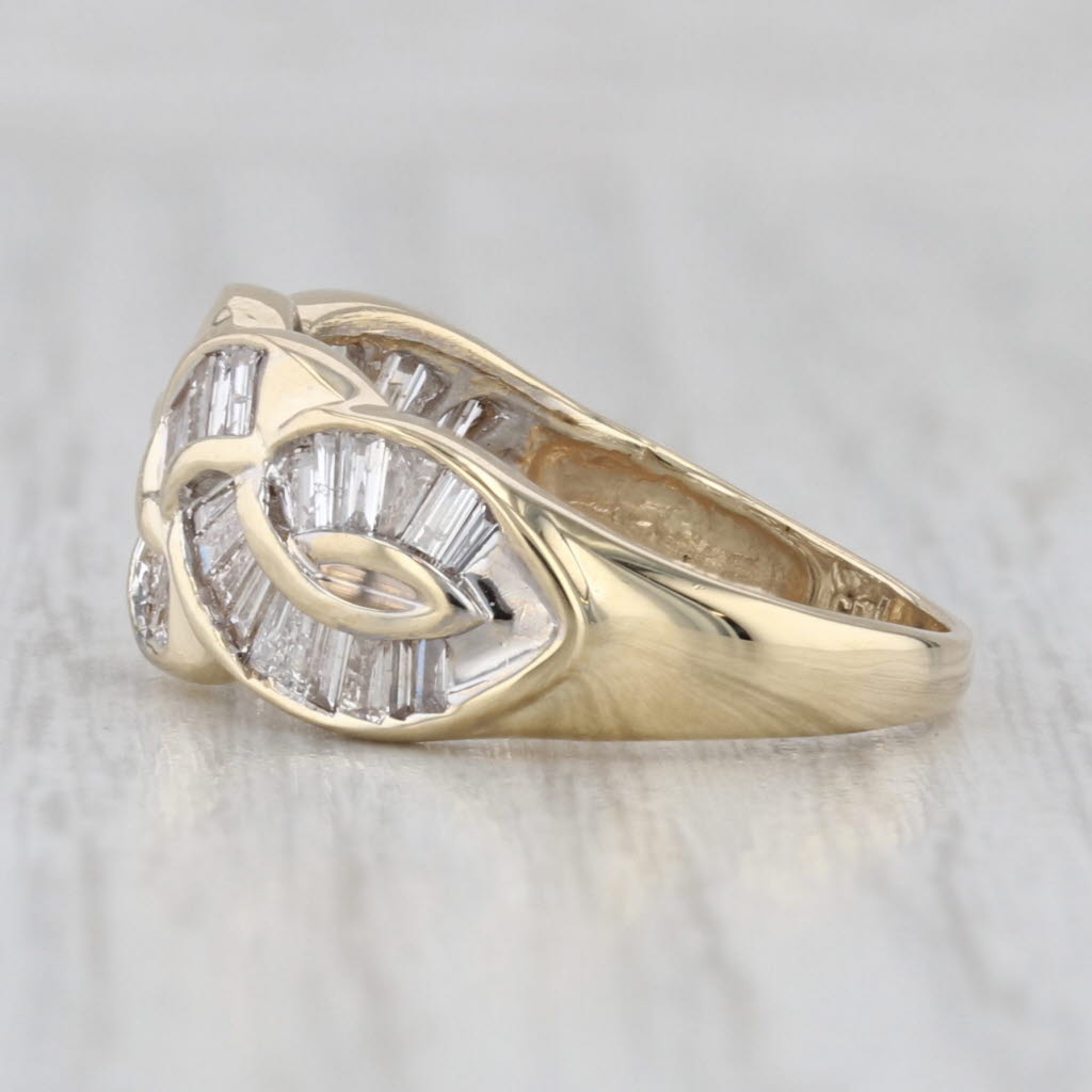 1ctw Diamond Woven Knot Work Ring 14k Yellow Gold Size 7.25