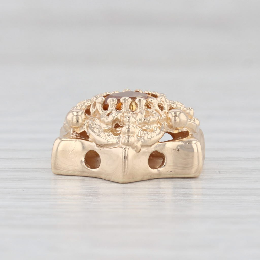 Light Gray 1ct Orange Citrine Heart Star Slide Bracelet Charm 14k Yellow Gold Vintage