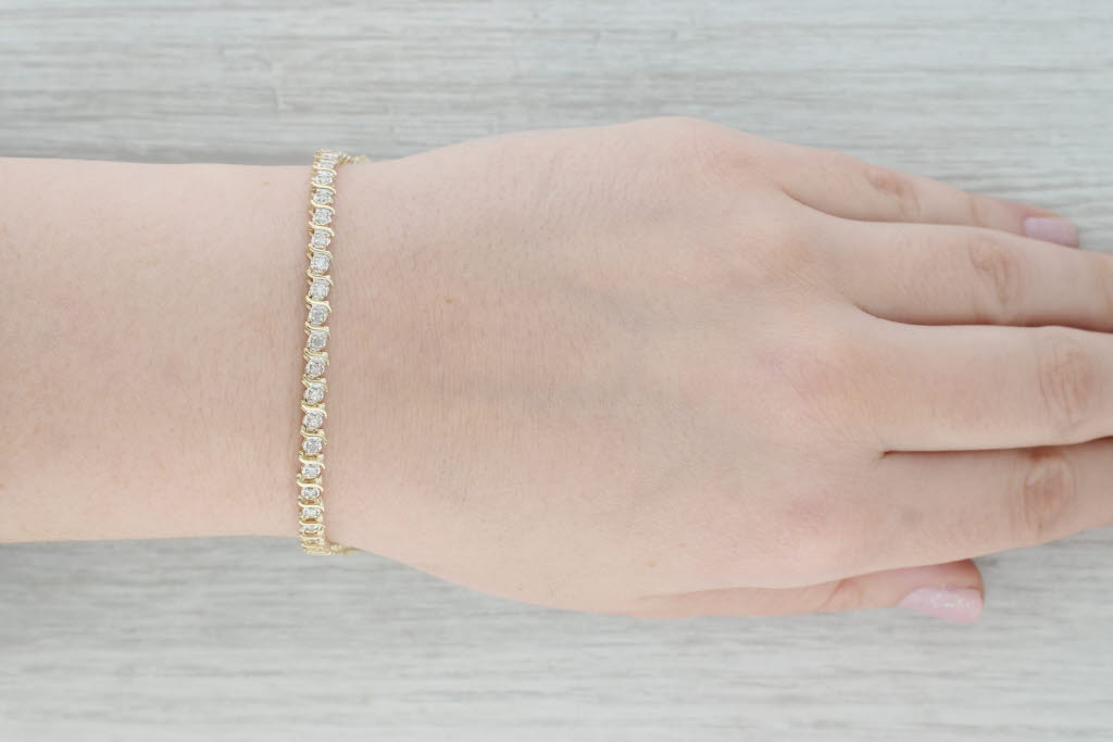 Gray 0.75ctw Diamond Tennis Bracelet 14k Yellow Gold 7.25"