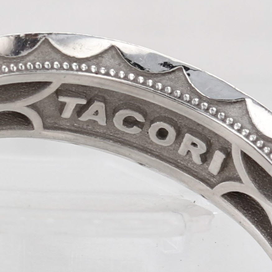Light Gray Men's Wedding Band Platinum Reeded Edges Size 9 Tacori