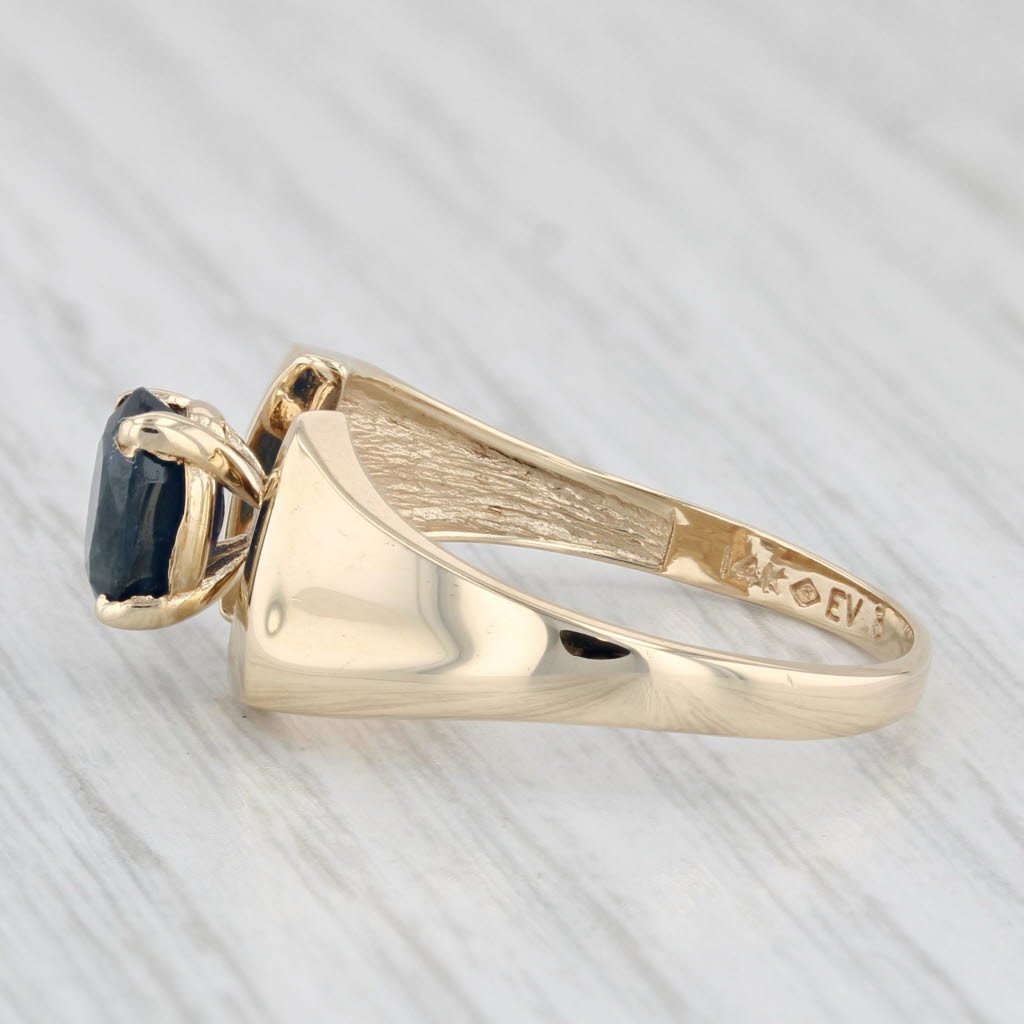 Light Gray 1.10ct Oval Blue Sapphire Solitaire Ring 14k Yellow Gold Size 8