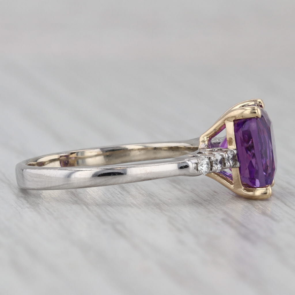 Gray 2.66ctw Amethyst Diamond Ring 14k White Yellow Gold Size 8