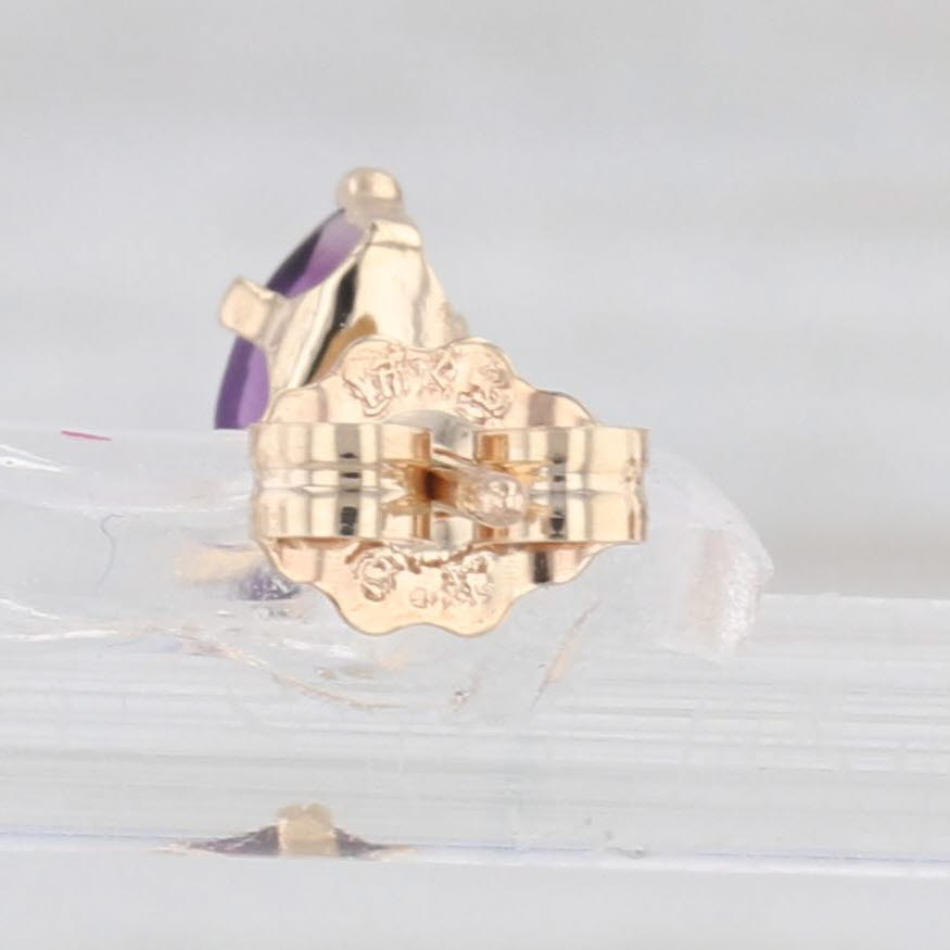 Light Gray 0.40ctw Amethyst Stud Earrings 14k Yellow Gold Marquise Solitaire Studs