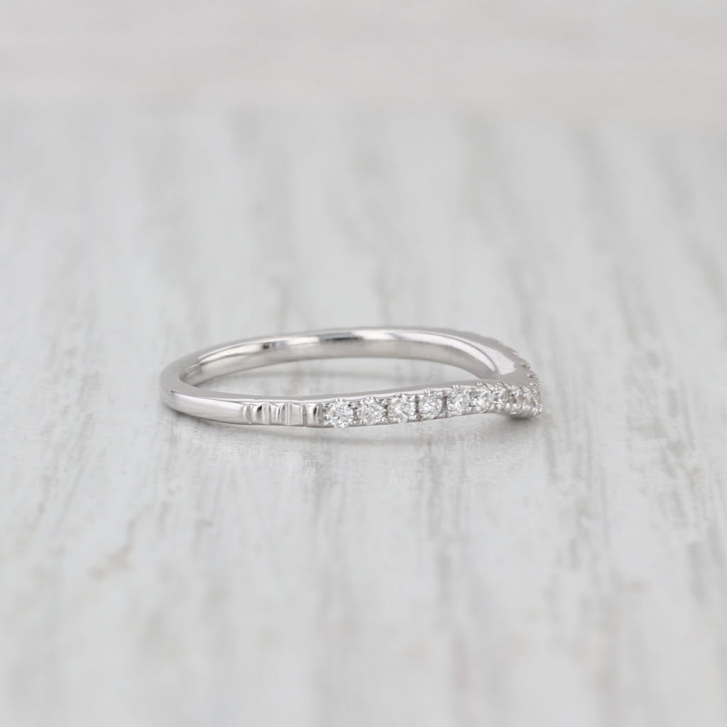0.20ctw Diamond Contoured Ring 14k White Gold Wedding Band Size 5.5 Stackable
