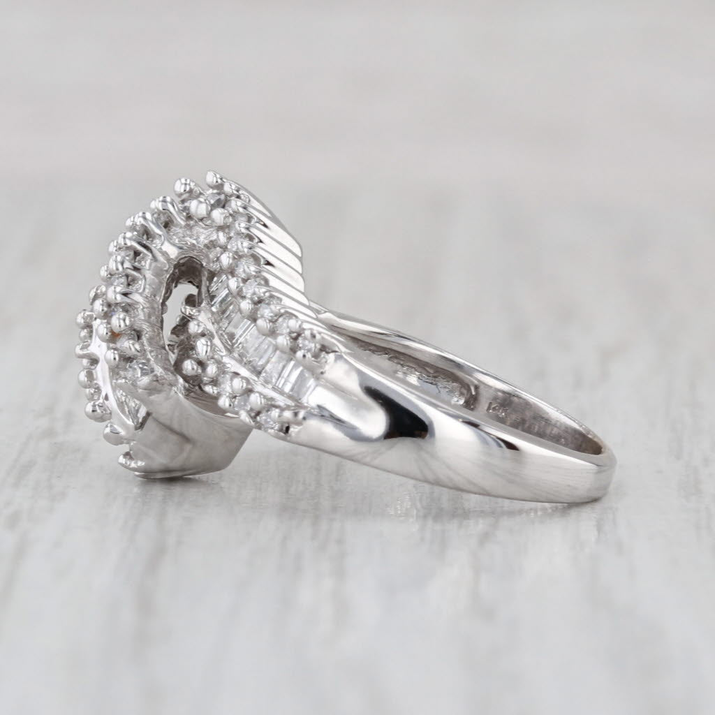 0.78ctw Diamond Overlay Ring 14k White Gold Size 5.5 Cocktail