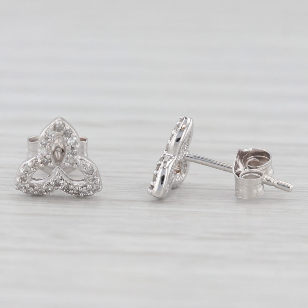Light Gray New 0.10ctw Diamond Celtic Knot Stud Earrings 10k White Gold