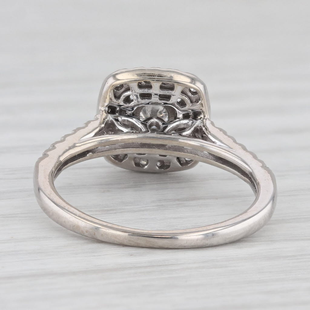 Light Gray 0.50ctw Diamond Cluster Halo Engagement Ring 10k White Gold Size 5.5