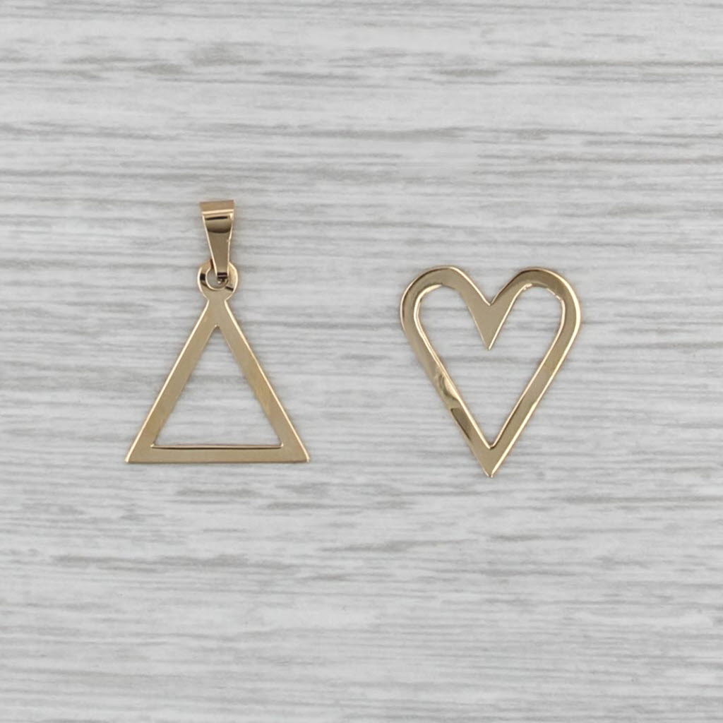 Heart & Triangle Pendant 18k Yellow Gold Seperates & Interlocks Trinity