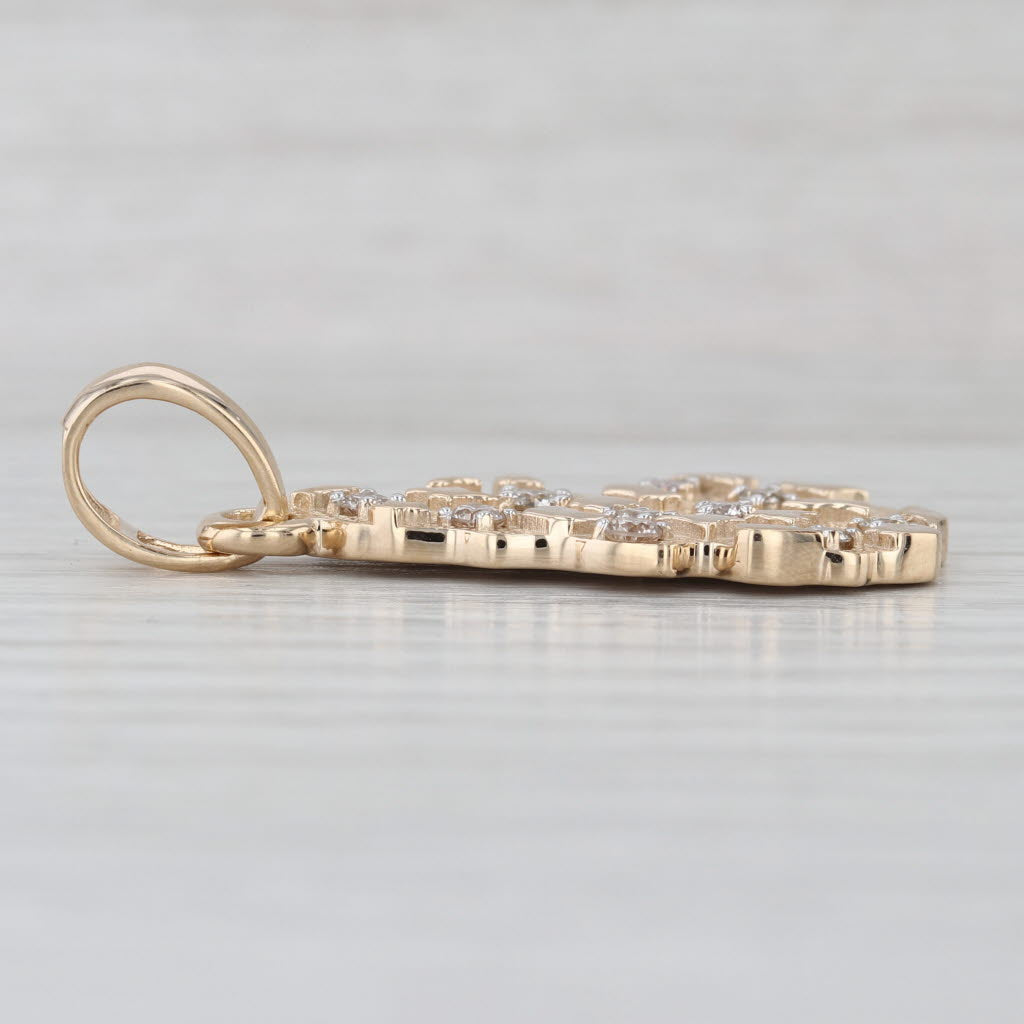 0.55ctw Diamond Dots Nugget Pendant 10k Yellow Gold Statement