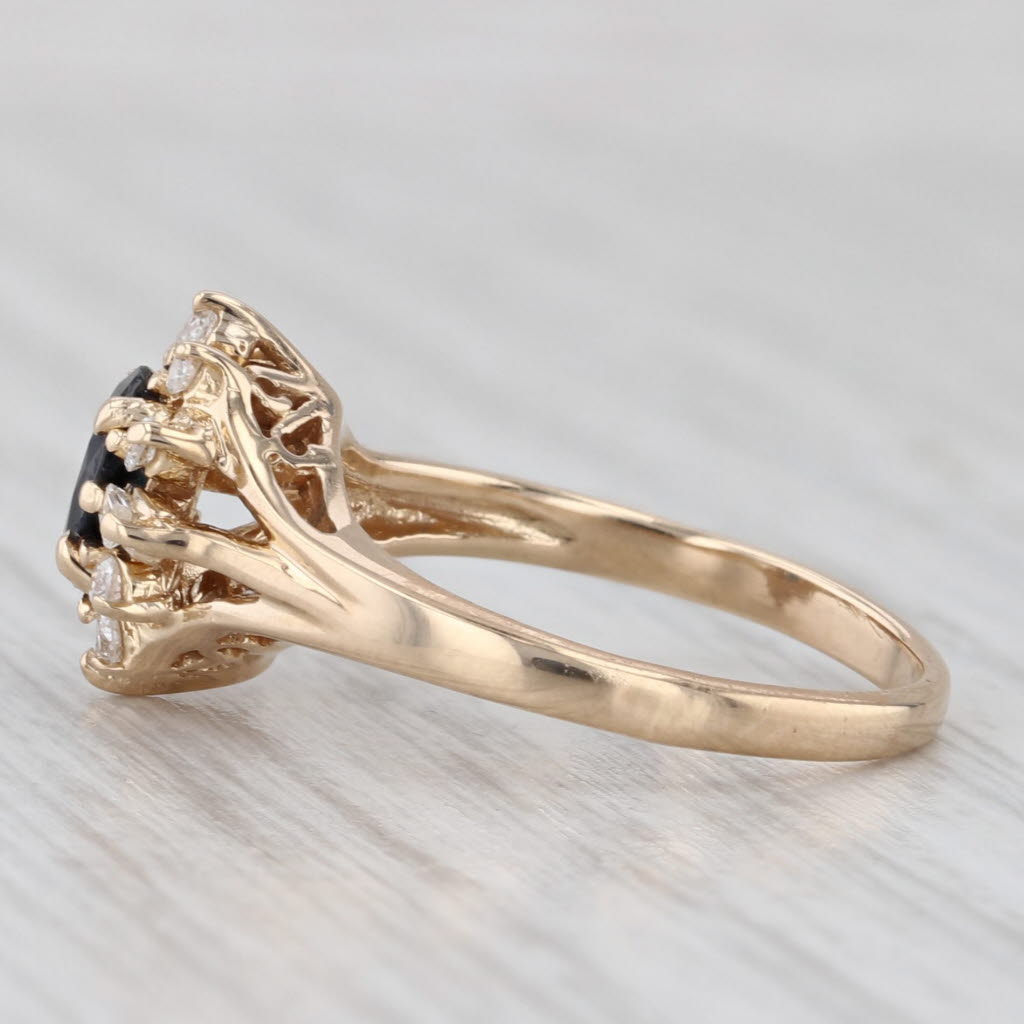 Light Gray 1.20ctw Oval Blue Sapphire Diamond Halo Ring 14k Yellow Gold Size 5.25
