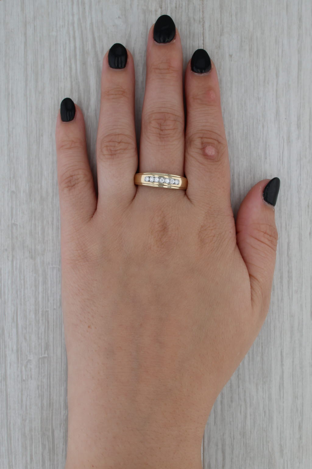 0.23ctw Diamond Men's Wedding Band 14k Yellow Gold Size 12.5 Ring