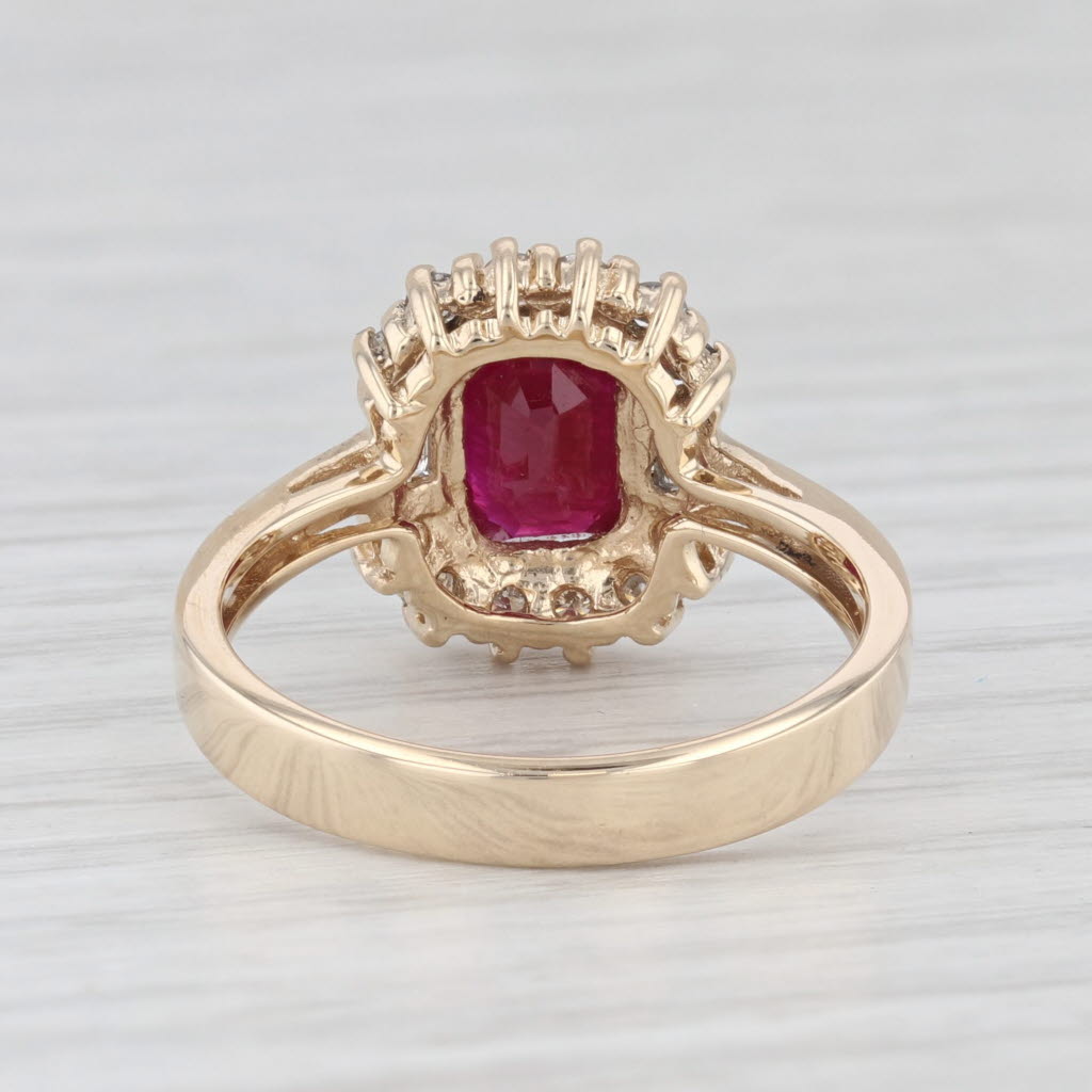 Light Gray 2.10ctw Ruby Diamond Halo Ring 14k Yellow Gold Size 7.25 Engagement
