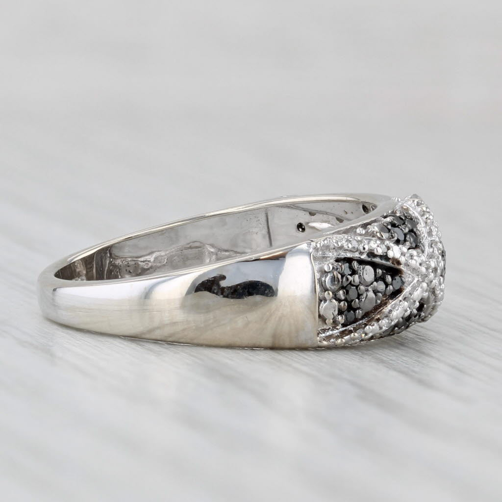 Light Gray 0.17ctw Black White Diamond Ring 10k White Gold Size 7 Stackable