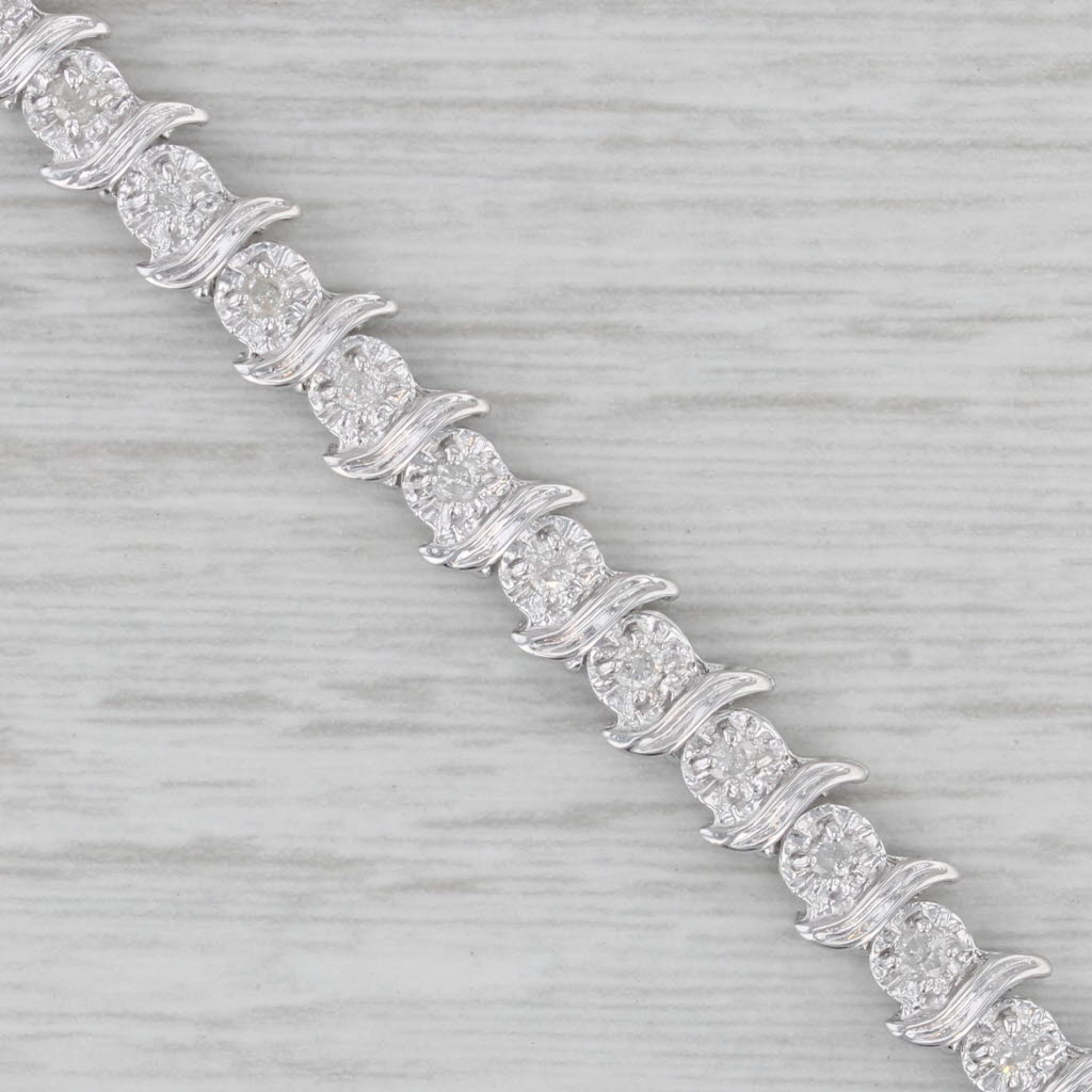 Gray 0.75ctw Diamond Tennis Bracelet 10k White Gold 7.25" 5.6mm