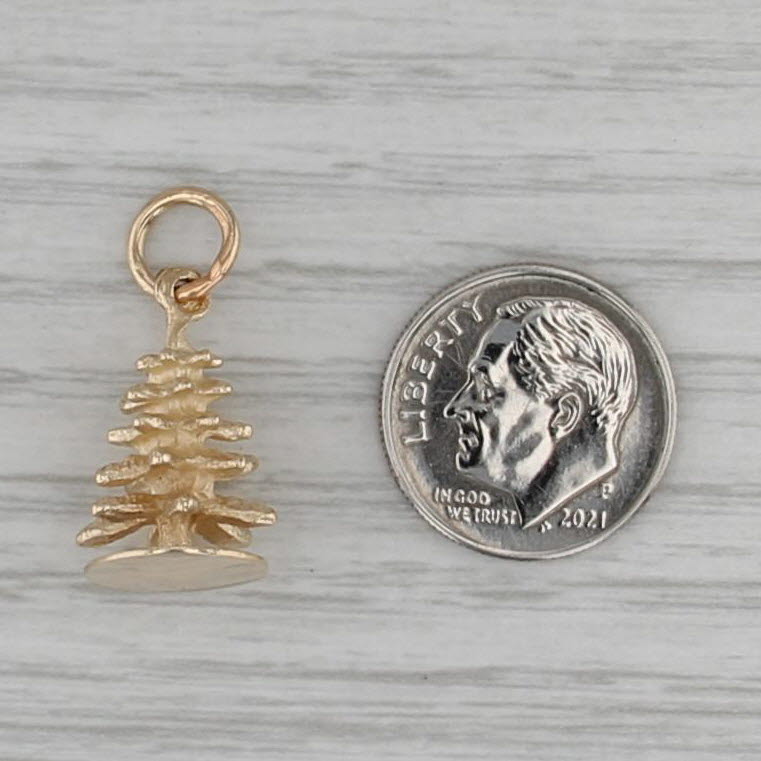 Vintage Christmas Tree Charm 14k Yellow Gold Pendant