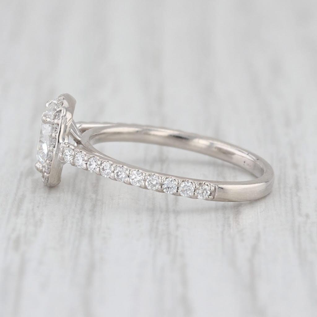 1.33ctw Lab Grown Diamond Halo Engagement Ring 14k White Gold Size 6 IGI