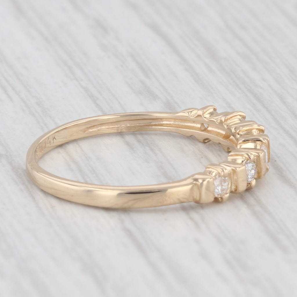Light Gray 0.18ctw Diamond Wedding Band 14k Yellow Gold Size 7.5 Anniversary Stackable Ring