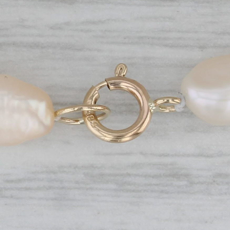 Gray Cultured Pearl Single Bead Strand Necklace 14k Gold 18" Semi Baroque Pearls