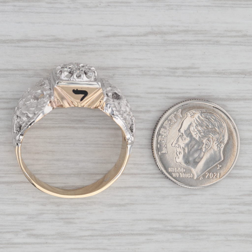 Gray Diamond Scottish Rite Masonic Eagle Ring 10k Gold 32nd Degree Signet Size 10.25