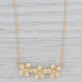 Diamond Plumeria Flower Pendant Necklace 14k Yellow Gold Rope Chain 17.25"